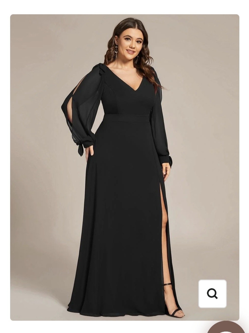 Open Lantern Sleeve A-Line Formal Dress